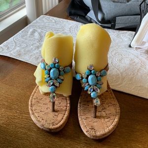 Mystique cork sandals with jeweled front. Never worn